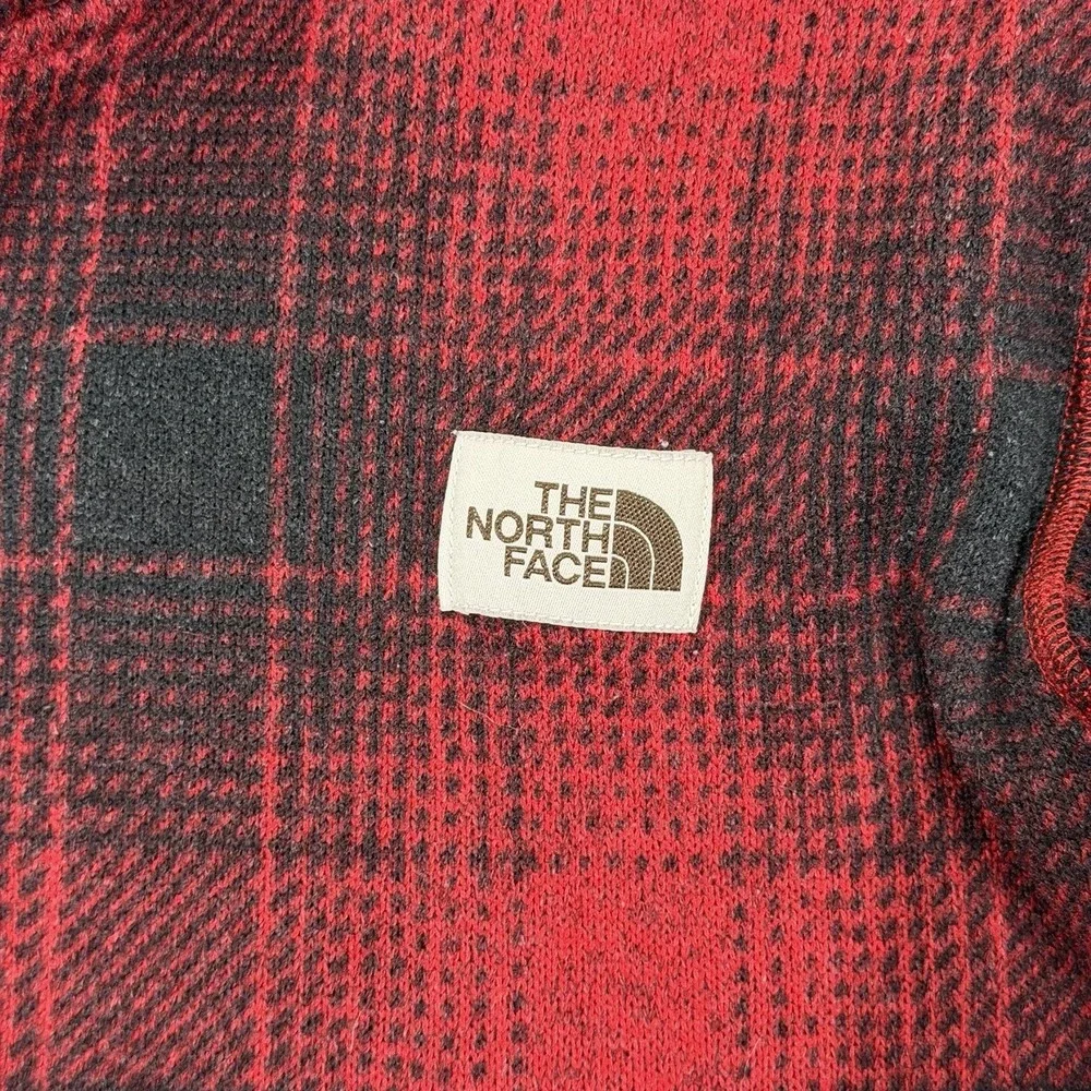 The North Face Gordon Lyons Pullover Mens XL Red Fleece 1/4‎ Zip Shadow Plaid